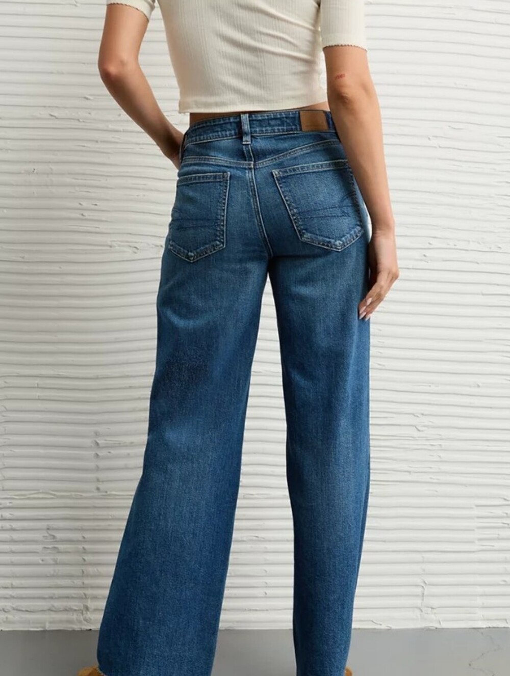 American Eagle Dark Indigo Dreamy Drape Stretch Super High-Waisted Wide Leg 10 - Picture 9 of 13